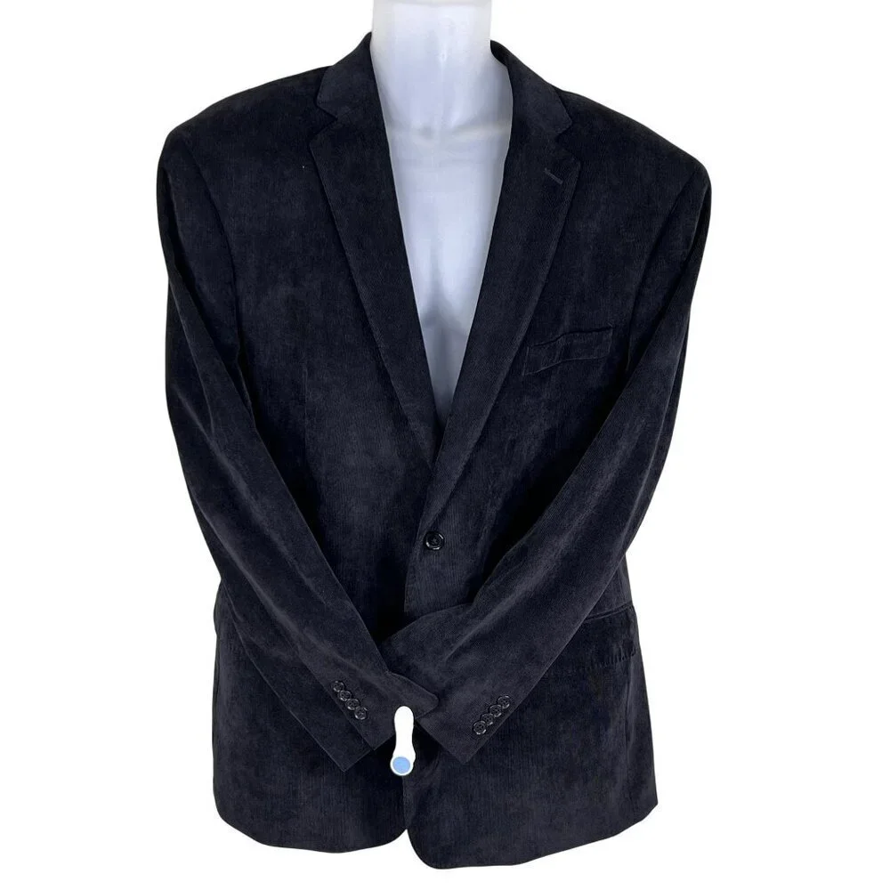 Calvin Klein Mens 46R Black Corduroy Blazer Sport Coat Double Vented Holiday